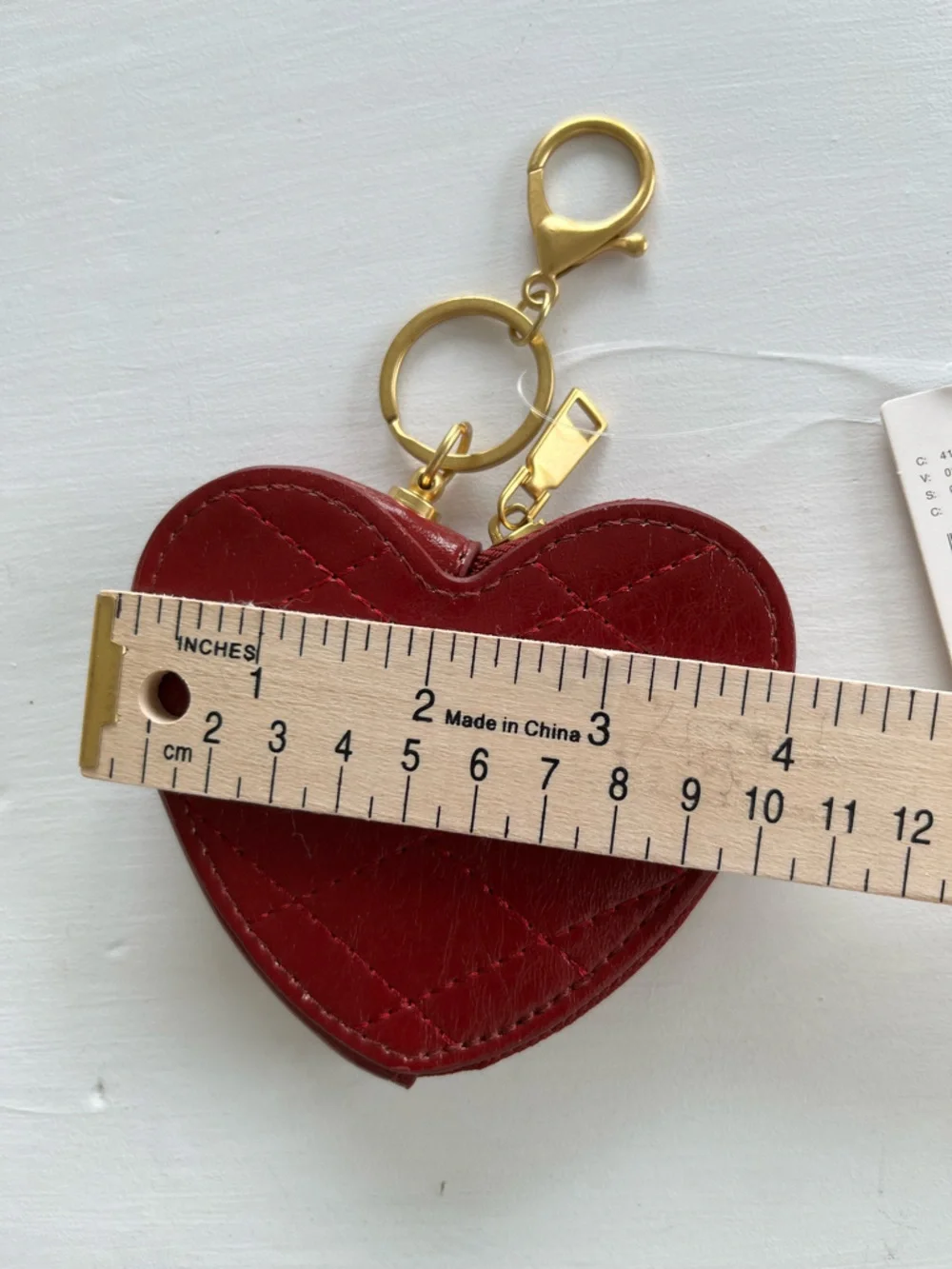 Anthropologie Red Heart Shaped Key Chain/Tiny Purse - Picture 3 of 6